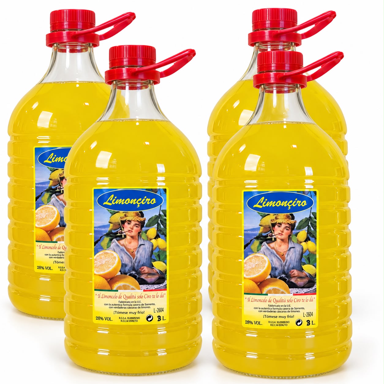 Las cuatro garrafas de Limonciro de 3 litros que contiene una caja
